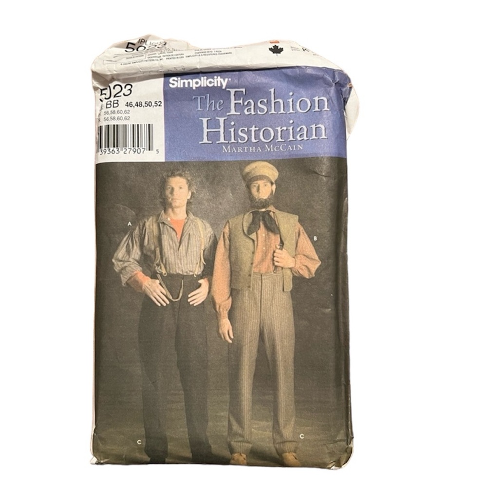 UNCUT - Simplicity 5023 Men's 19th Century Shirt and Trouser Sewing Pattern